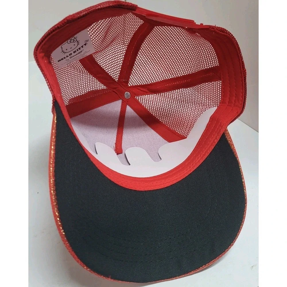 Hello Kitty by Sanrio‎ 2025 Red Glittering Baseball Cap Snap Back NWT Hat